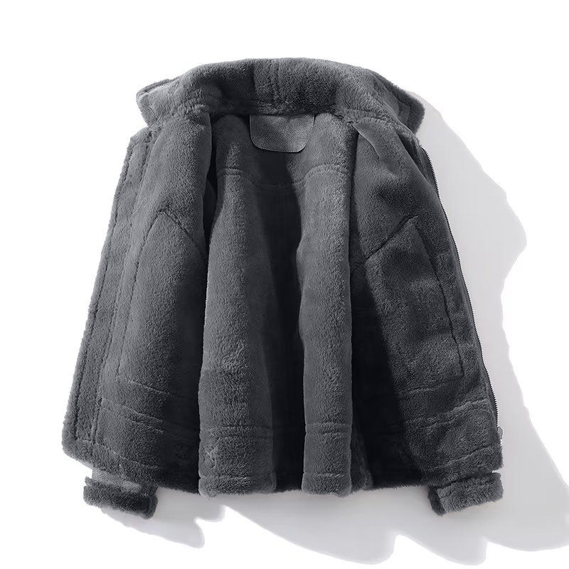Patrick | Heren sherpa rand bomberjack in de kleur Grijs voor heren in Lounge stijl ideaal voor de winter