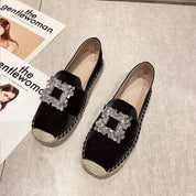 Pepa | Canvas espadrilles met kristallen embleem in de kleur Zwart voor dames in Beach stijl ideaal voor de zomer.