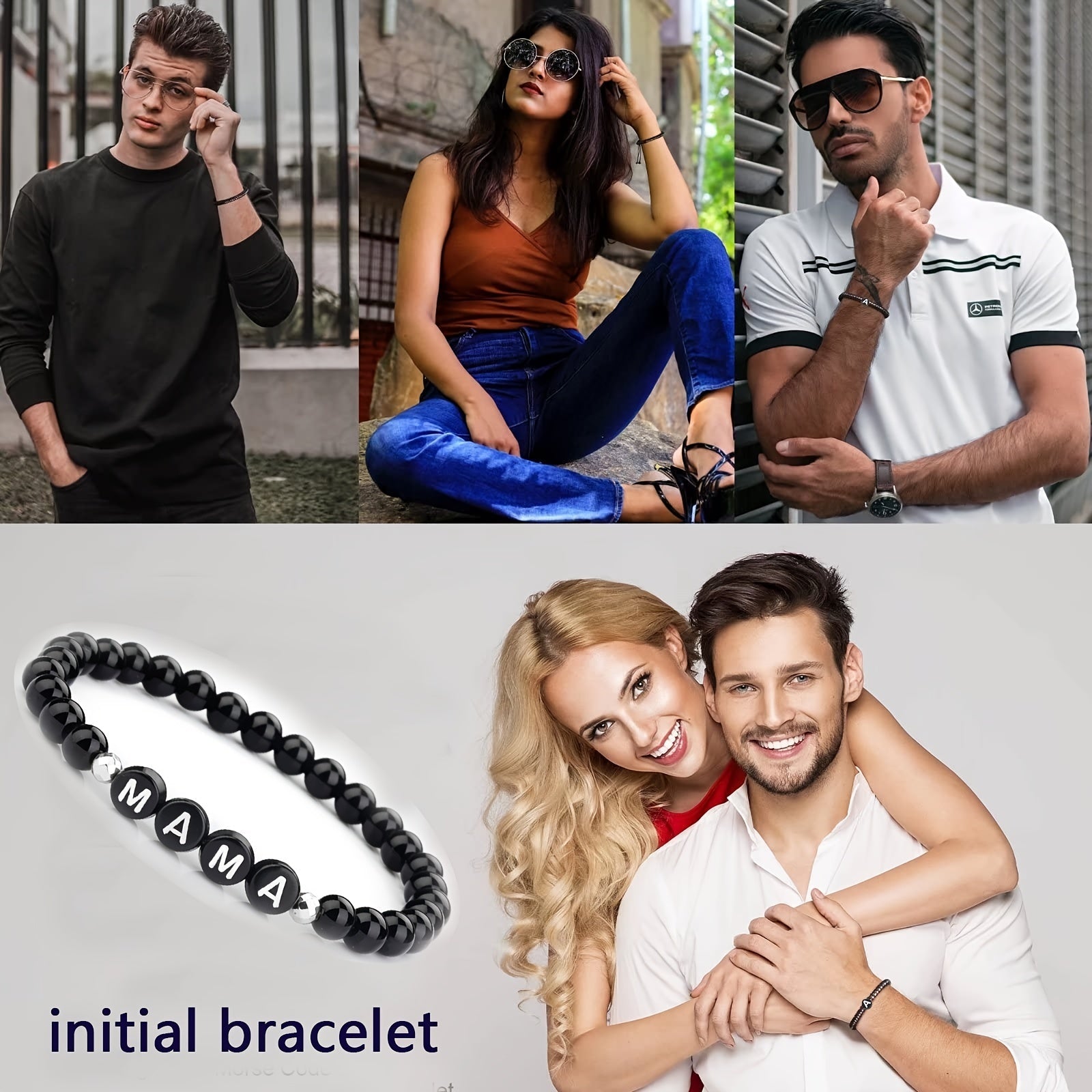 Stoere Zwarte Letterkralen Armband - Personaliseerbaar