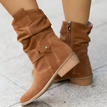 Zwarte mid-calf laarzen met gesp