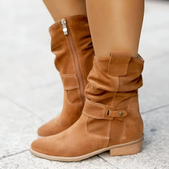 Zwarte mid-calf laarzen met gesp