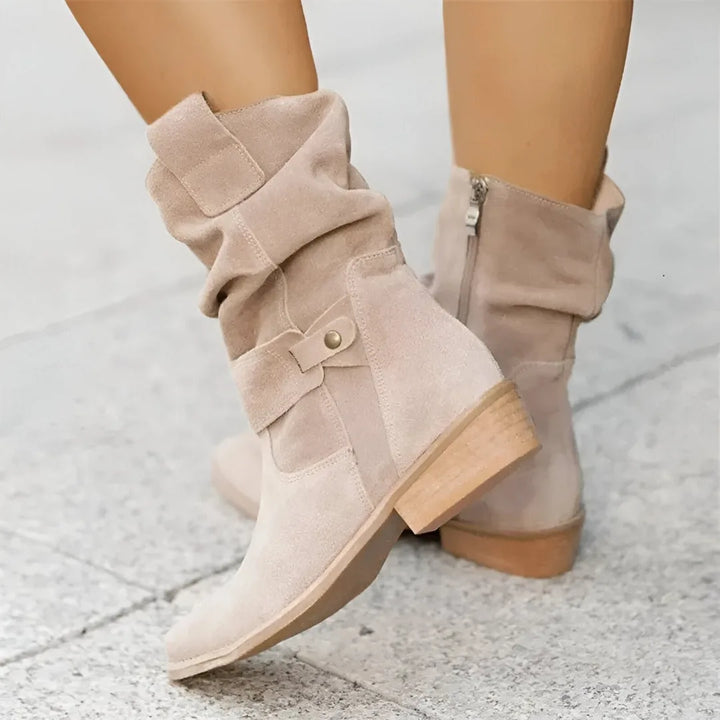 Zwarte mid-calf laarzen met gesp