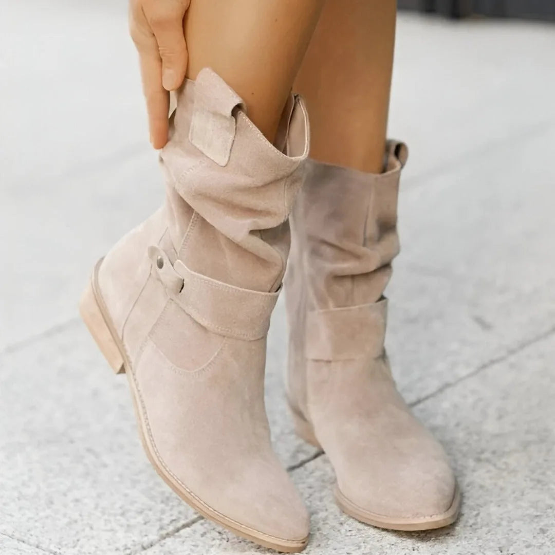 Zwarte mid-calf laarzen met gesp