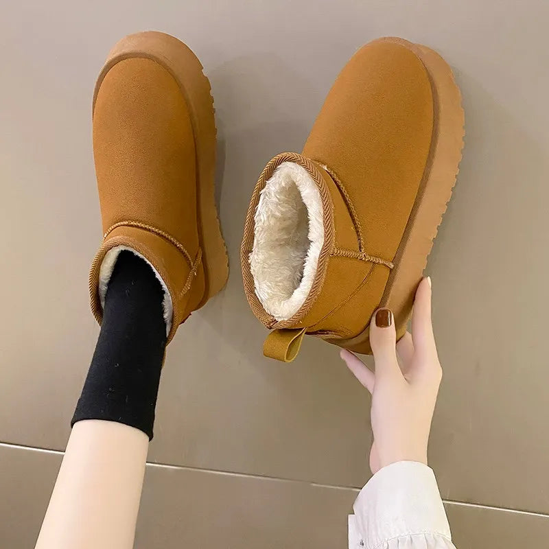 Platform Mini Boots in de kleur Bruin voor dames in stijl ideaal voor de herfst.