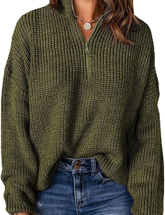 Polo trui met V-hals in de kleur Groen voor dames in stijl ideaal voor de herfst.