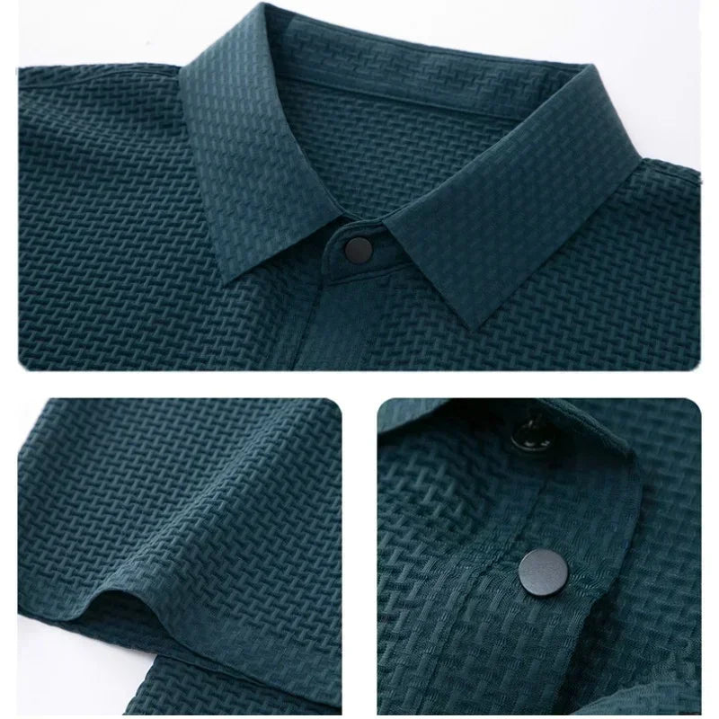 Quentin | Zijden polo (anti-kreuk) in de kleur Zwart voor in stijl geschikt voor alle seizoenen.