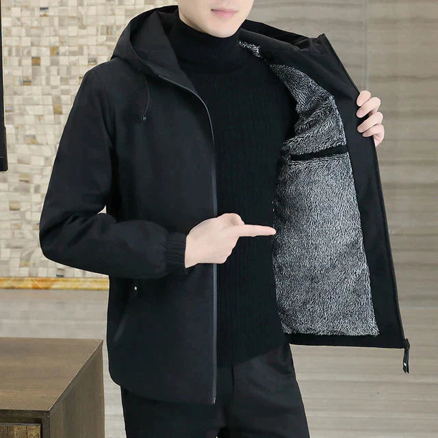 Quinten | Trendy hoodie jack voor heren in de kleur Zwart voor heren in Lounge stijl ideaal voor de herfst.