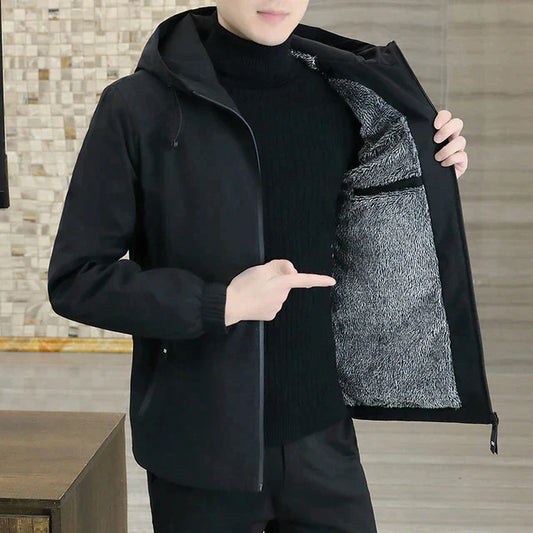 Quinten | Trendy hoodie jack voor heren in de kleur Zwart voor heren in Lounge stijl ideaal voor de herfst.