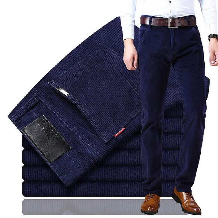 Reinhard | Klassieke Corduroy Heren Spijkerbroek in de kleur Donkerblauw voor heren in Heritage stijl geschikt voor alle seizoenen.