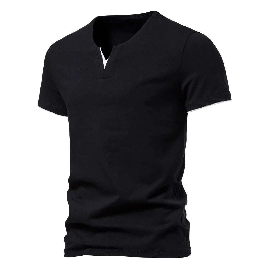 Rieks | Katoenen Slim Fit T-shirt in de kleur Zwart voor heren in Formal stijl geschikt voor alle seizoenen.