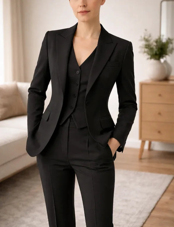 Driedelig dames pak met vest
