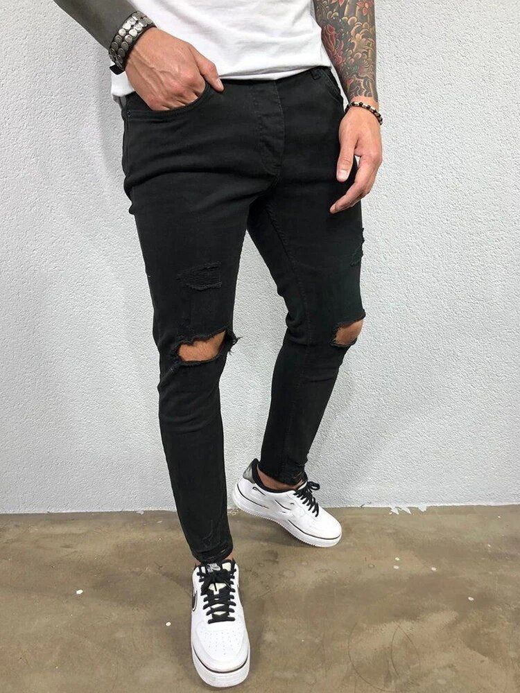 Rik | Gescheurde skinny jeans in herenmodel in de kleur Zwart voor heren in stijl ideaal voor de herfst.
