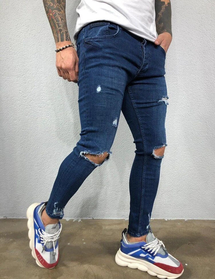 Rik | Gescheurde skinny jeans in herenmodel in de kleur Zwart voor heren in stijl ideaal voor de herfst.