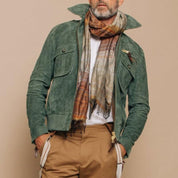 Robbert | Retro Suède Jas in de kleur Groen voor heren in Heritage stijl geschikt voor alle seizoenen.