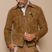Robbert | Retro Suède Jas in de kleur Lichtbruin voor heren in Heritage stijl geschikt voor alle seizoenen.