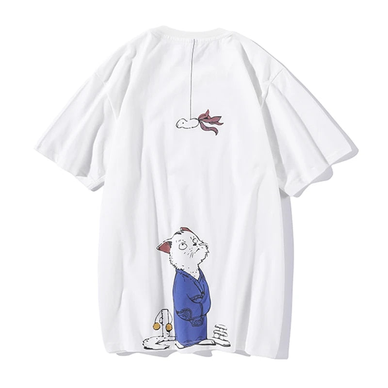 Roemer | HipHop Kat T-shirt in de kleur Wit voor heren in Streetwear stijl ideaal voor de zomer.