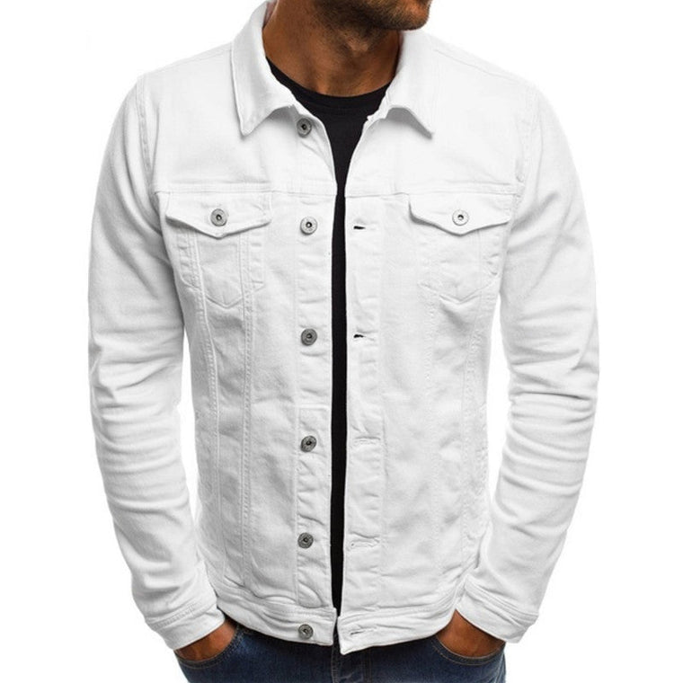 Roland | Casual Heren Denim Jack in de kleur Wit voor heren in Heritage stijl ideaal voor de herfst.