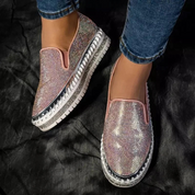 Rosan | Comfy glitter loafers voor dames in de kleur Roze voor dames in Party stijl geschikt voor alle seizoenen.