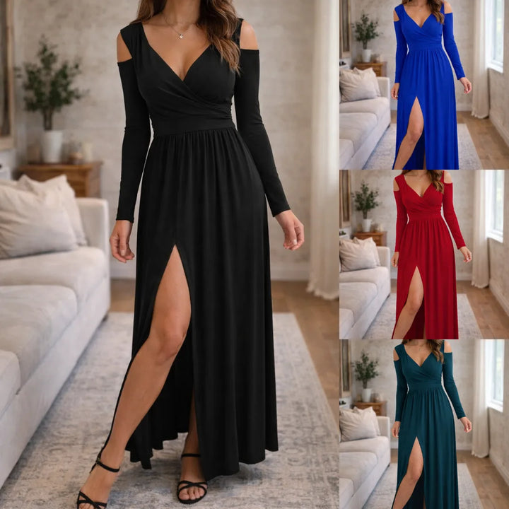 Maxi jurk met cold shoulder