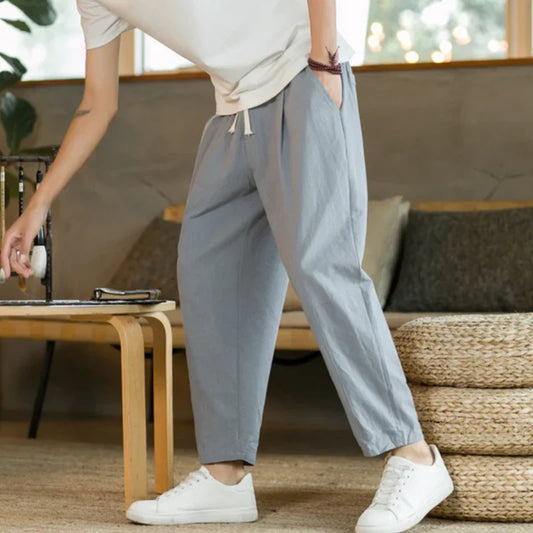 Såke | Katoenen pantalon in de kleur Lichtgrijs voor heren in Formal stijl geschikt voor alle seizoenen.