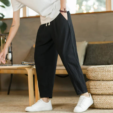 Såke | Katoenen pantalon in de kleur Zwart voor heren in Formal stijl geschikt voor alle seizoenen.