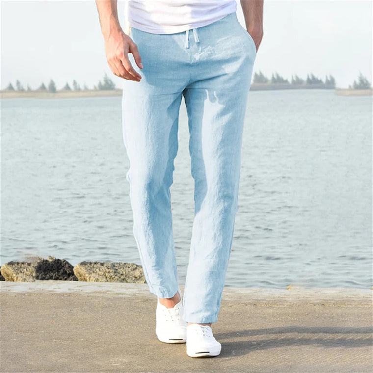 Sander | Heren casual broek in de kleur Lichtblauw voor heren in stijl ideaal voor de winter