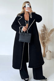 Sanne | Stijlvolle Open Jas in de kleur Zwart voor dames in stijl geschikt voor alle seizoenen.