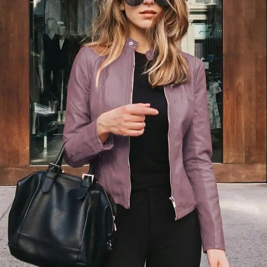 Sannela | Klassieke leren damesjas in de kleur Paars voor dames in Heritage stijl ideaal voor de herfst.