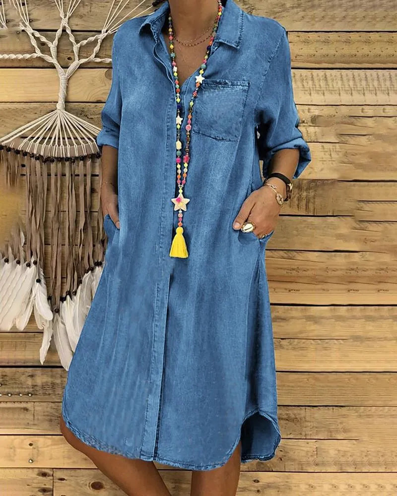 Stijlvolle Denim Blousejurk voor Dames - Sarah