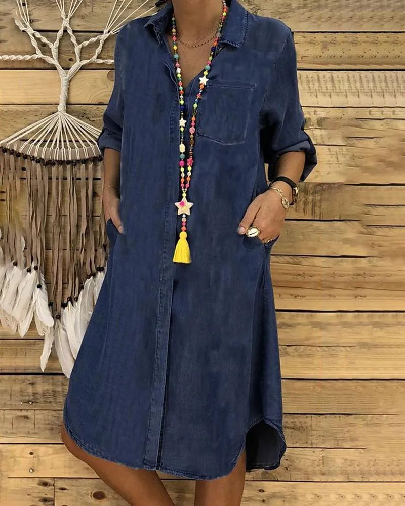 Stijlvolle Denim Blousejurk voor Dames - Sarah
