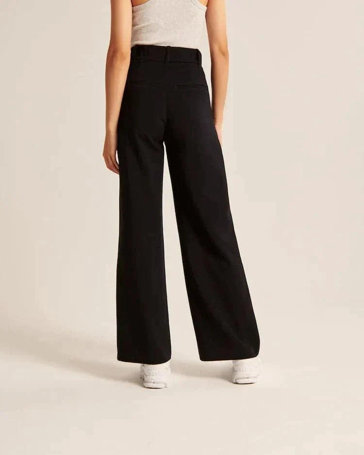 Saskia | Hoge Taille Wijde Pijp Broek in de kleur Zwart voor dames in Casual stijl ideaal voor de winter