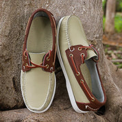 Serge | Lederen casual sneakers in de kleur Beige voor heren in Smart-casual stijl ideaal voor de herfst.