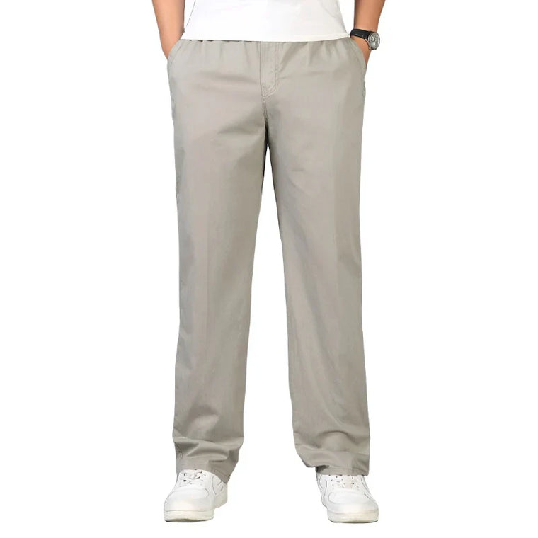 Serran | Katoenen pantalon in de kleur Lichtgrijs voor heren in Formal stijl geschikt voor alle seizoenen.