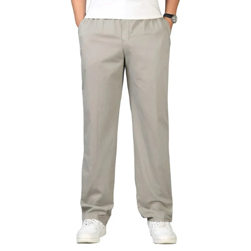 Serran | Katoenen pantalon in de kleur Lichtgrijs voor heren in Formal stijl geschikt voor alle seizoenen.