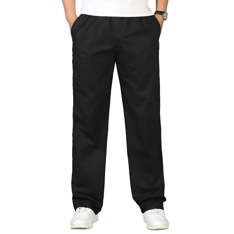 Serran | Katoenen pantalon in de kleur Zwart voor heren in Formal stijl geschikt voor alle seizoenen.