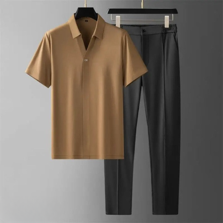 Shaun | Zomerse zakenreis set voor heren in de kleur Khaki voor heren in stijl ideaal voor de zomer.