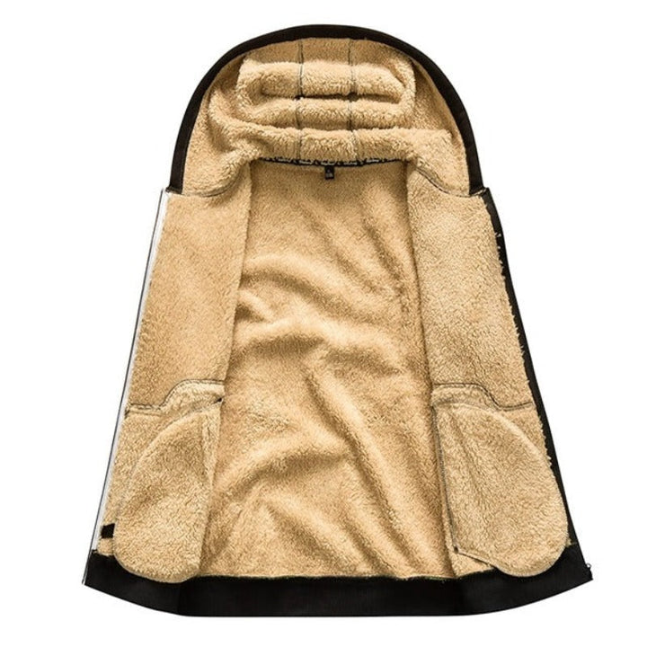 Sherpa | Wollen herenvest met capuchon in de kleur Legergroen voor heren in Lounge stijl ideaal voor de herfst.