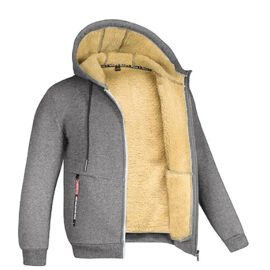 Sherpa | Wollen herenvest met capuchon in de kleur Grijs voor heren in Lounge stijl ideaal voor de herfst.