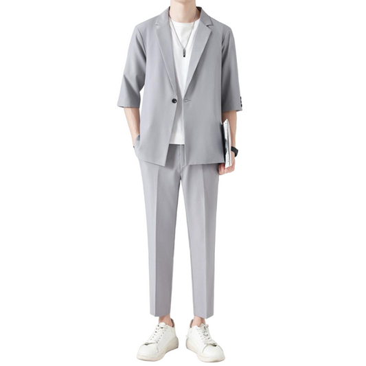 Sienna | Stijlvolle smart casual set in de kleur Grijs voor heren in Smart-casual stijl ideaal voor de herfst.