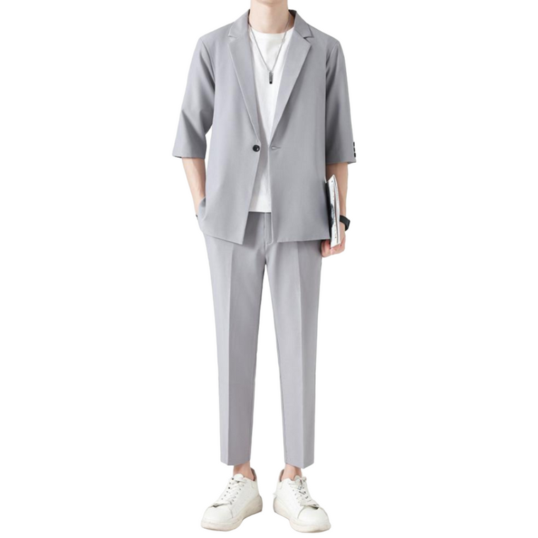 Sienna | Stijlvolle smart casual set in de kleur Grijs voor heren in Smart-casual stijl ideaal voor de herfst.
