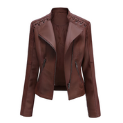 Sifra | Modieus leren jack voor dames in de kleur Bruin voor dames in stijl ideaal voor de herfst.