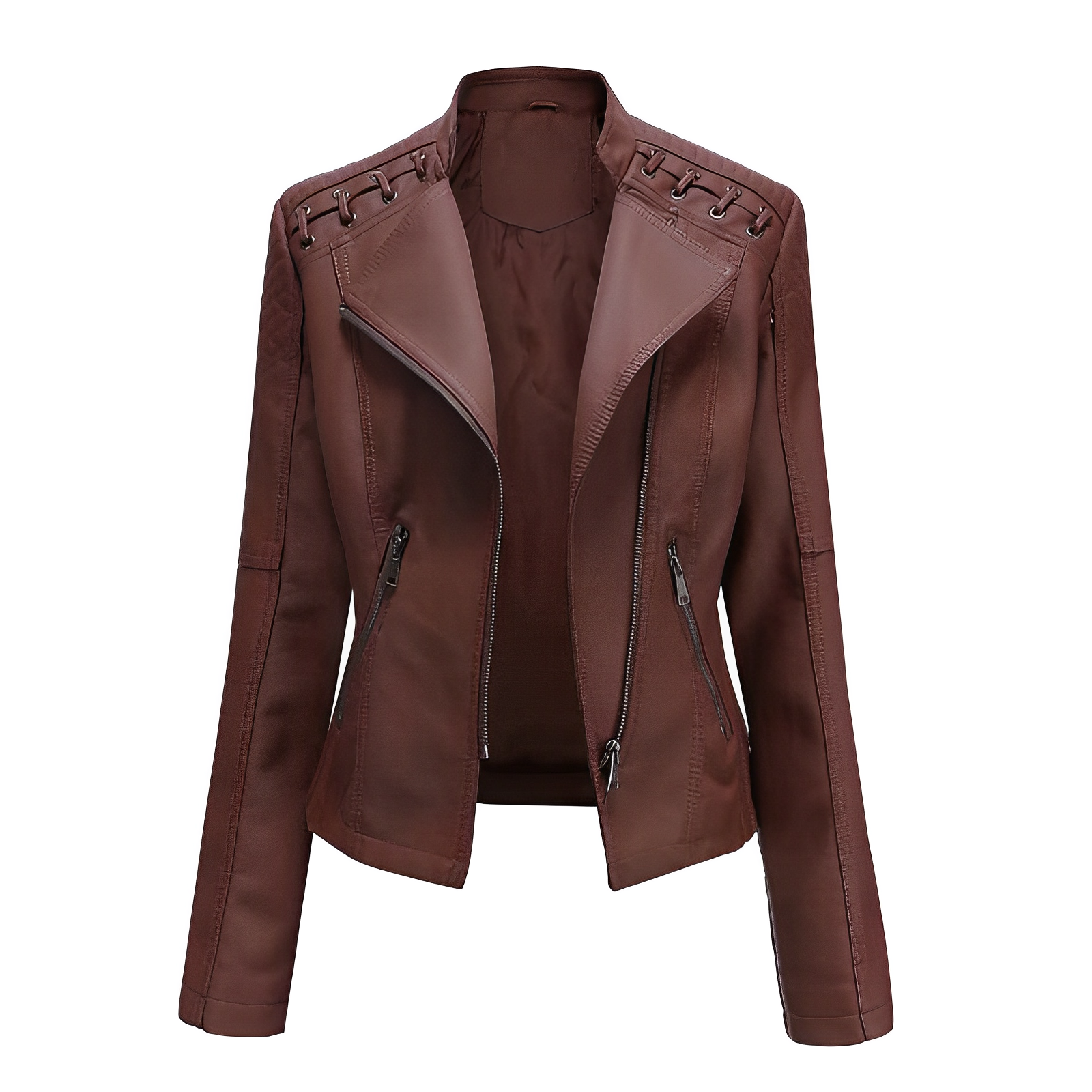 Sifra | Modieus leren jack voor dames in de kleur Bruin voor dames in stijl ideaal voor de herfst.