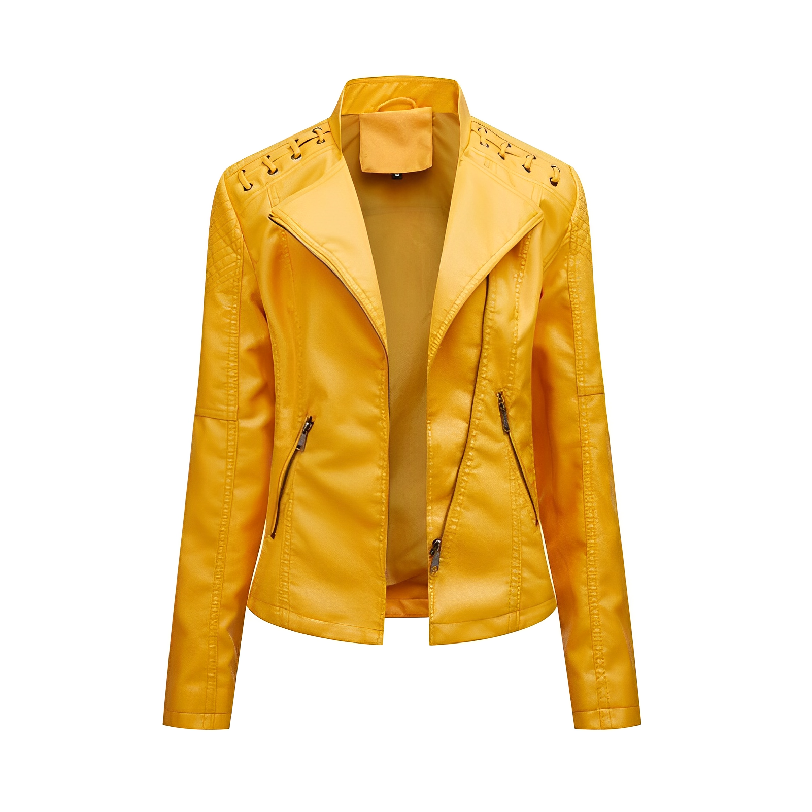 Sifra | Modieus leren jack voor dames in de kleur Geel voor dames in stijl ideaal voor de herfst.
