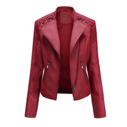 Sifra | Modieus leren jack voor dames in de kleur Rood voor dames in stijl ideaal voor de herfst.