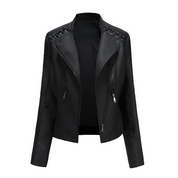 Sifra | Modieus leren jack voor dames in de kleur Zwart voor dames in stijl ideaal voor de herfst.