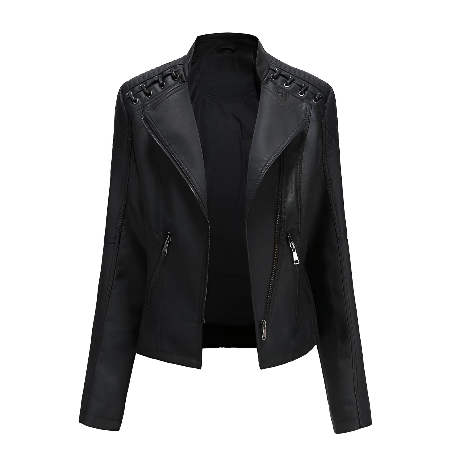 Sifra | Modieus leren jack voor dames in de kleur Zwart voor dames in stijl ideaal voor de herfst.