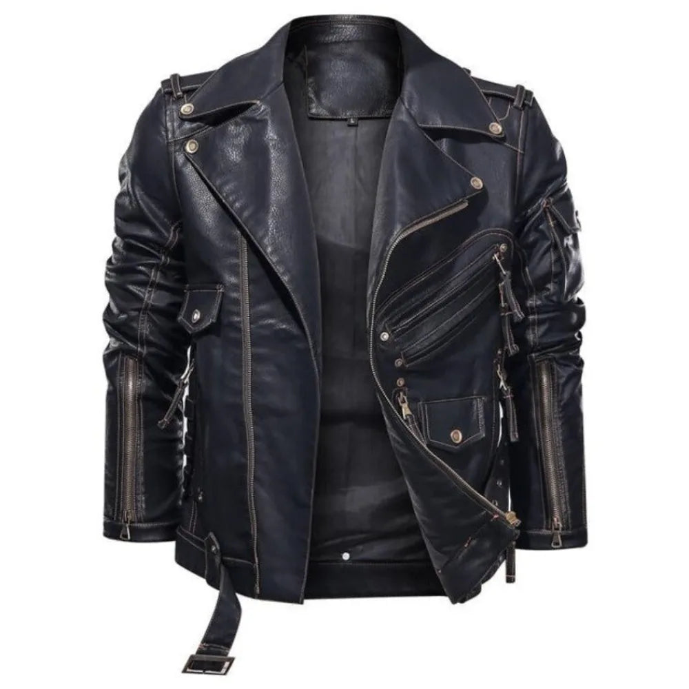 Leren jassen met belted waist