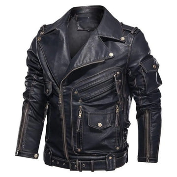 Leren jassen met belted waist