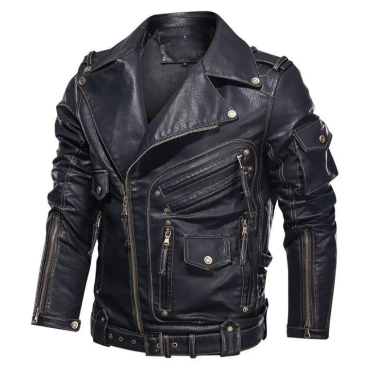 Leren jassen met belted waist