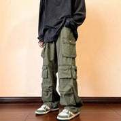 Sjorleon | Vintage Cargo Broek in Harajuku-stijl in de kleur Groen voor heren in Outdoor stijl geschikt voor alle seizoenen.